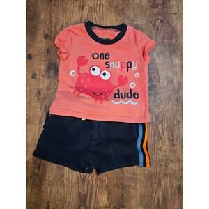 18M Baby Boy Pajama Set – "One Snappy Dude" Crab Tee & Shorts